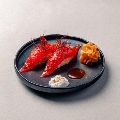 Tuna Nigiri with Kimchi No Moto