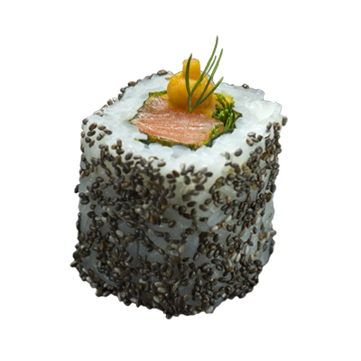Salmon squash wasabi and seeds